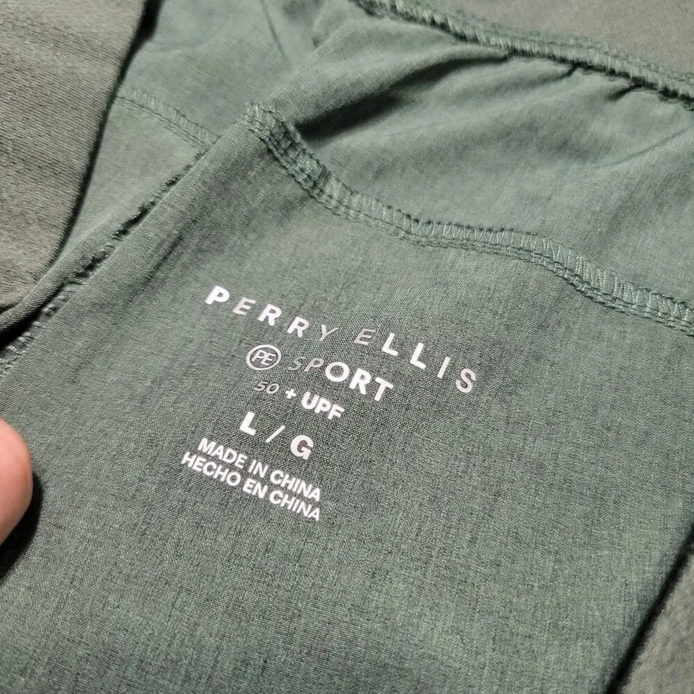 Perry Ellis Sport Shorts Men Large Green 50 UPF Comfort Stretch Athletic Pull On